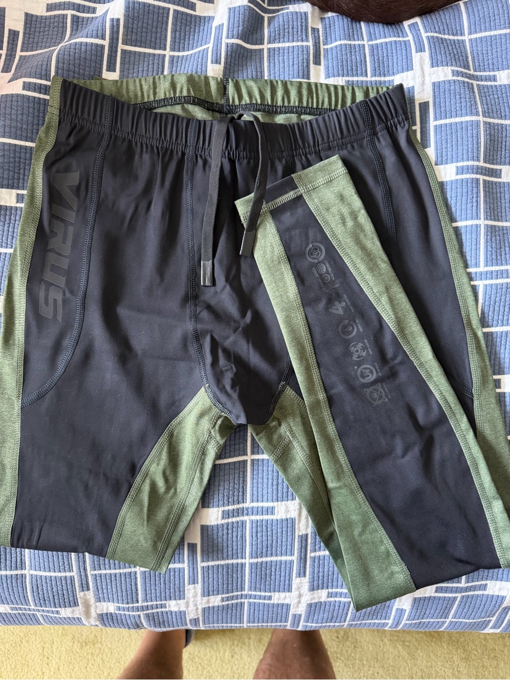 Virus Men’s Black & Olive Athletic Compression Shorts